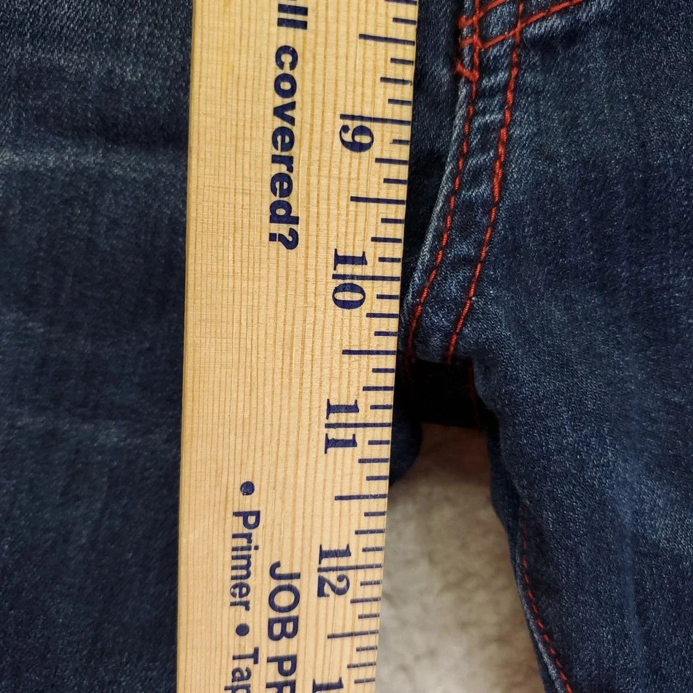 True Religion Ultra Skinny Blue Indigo Jeans Red Contrast Stitch W38 L32 NEW